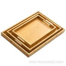 Solid Bamboo Organic Tea Serving Tray with Handle